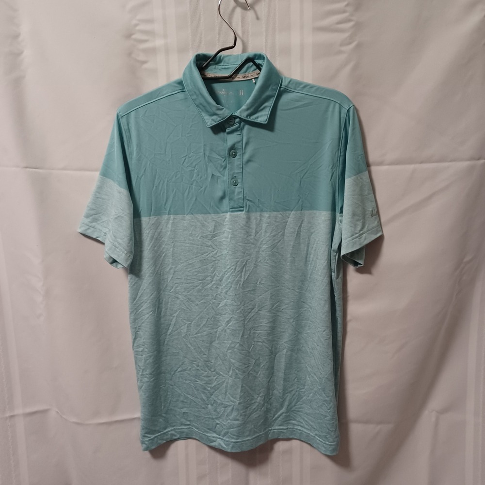Walter Hagen Polo Shirt Mens S Teal Colorblock Short Sleeve Golf Performance